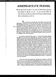 Cover of: Joseph-Octave Plessis, par la miséricorde de Dieu et la grâce du Saint Siège apostolique, évêque de Québec etc. etc., à tous ceux des fidè les de notre diocèse qui demeurent dans la province du Bas-Canada, salut et bénédiction en N.S.