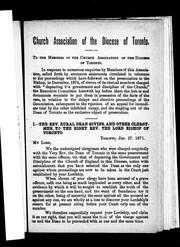 Cover of: To the members of the Church Association of the Diocese of Toronto by Church of England. Diocese of Toronto. Church Association