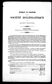 Extrait du registre de la Société ecclésiastique de Saint-Michel by Société ecclésiastique de Saint-Michel