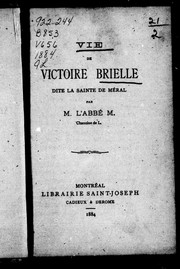 Cover of: Vie de Victoire Brielle, dite la sainte de Méral