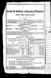 Cover of: Scobie & Balfour's Canadian almanac and repository of useful knowledge for the year 1850, being the second after leap year by 