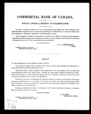 Cover of: Commercial Bank of Canada, special general meeting of shareholders