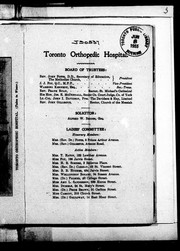 Cover of: Toronto Orthopedic Hospital, devoted exclusively to the treatment of the lame, crippled and deformed by Toronto Orthopedic Hospital
