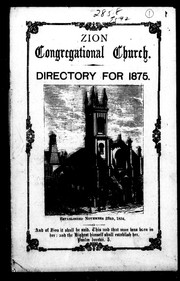 Cover of: Zion Congregational Church: directory for 1875