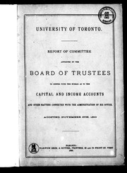 Cover of: Report of committee appointed by the Board of Trustees to confer with the bursar as to the capital and income accounts and other matters connected with the administration of his office