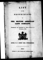 Cover of: List of the proprietors in the British American Land Company | British American Land Company