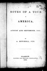 Cover of: Notes of a tour in America in August and September, 1865
