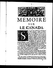 Cover of: Memoire sur le Canada by 
