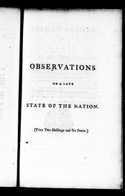 Observations on a late state of the nation by Edmund Burke