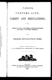 Canada customs acts, tariff and regulations by Canada