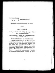 Cover of: Mandement annonçant la quatrième visite du diocèse by Église catholique. Diocèse de Rimouski. Évêque (1867-1891 : Langevin)