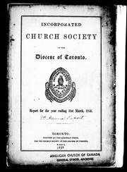 Cover of: The eighth annual report of the Incorporated Church Society of the Diocese of Toronto, for the year ending on 31st March, 1850