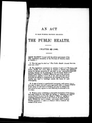Cover of: An Act to make further provision regarding the public health: Chapter 42 (1886)