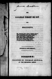 Cover of: The Canadian forget me not for MDCCCXXXVII by John Simpson