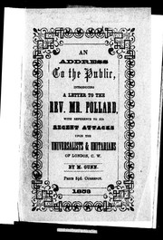 Cover of: An address to the public introducing a letter to the Rev. Mr. Pollard by M. Gunn, M. Gunn