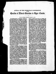 Cover of: Appeal of the Wesleyan conference on the question of liberal education in Upper Canada