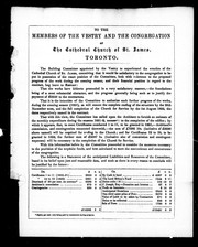 Cover of: To the members of the vestry and the congregation of the Cathedral Church of St. James, Toronto: the building committee appointed by the vestry to superintend the erection of the Cathedral Church of St. James ..