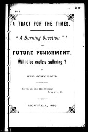 Cover of: "A burning question": future punishment will it be endless suffering?