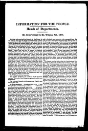 Cover of: Information for the people: heads of departments : Mr. Howe's reply to Mr. Wilkins, Feb. 1846