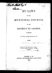 Bye-laws of the Municipal Council of the District of London by London (Ont. : District)