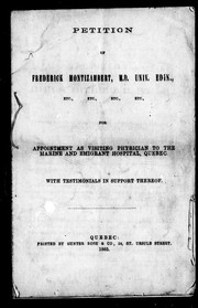 Petition of Frederick Montizambert, M.D. Univ. Edin., etc., etc., etc., etc by Frederick Montizambert