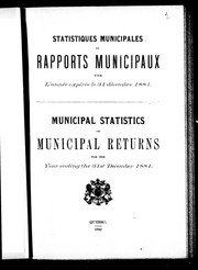Cover of: Statistiques municipales ou Rapports municipaux pour l'année expiré e le 31 décembre 1881: Municipal statistics, or, Municipal returns for the year ending the 31st December 1881