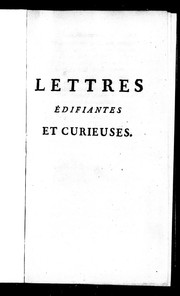 Cover of: Lettres édifiantes et curieuses écrites des missions étrangères