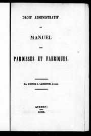 Droit administratif ou Manuel des paroisses et fabriques by Langevin, Hector Sir