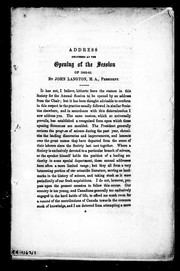 Cover of: Address delivered at the opening of the session of 1862-63