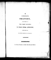 Cover of: A commemorative oration delivered at the first encaenia in King's College, Fredericton, June 24th, 1830