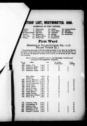 Cover of: [Voters' list of the township of Westminster 1898]
