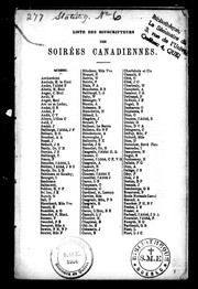 Liste des souscripteurs des Soirées canadiennes