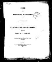 Cover of: Code de réforme et de discipline formant la troisième partie du systè me de lois pénales préparé pour l'état de la Louisiane by Edward Livingston
