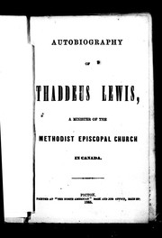 Cover of: Autobiography of Thaddeus Lewis, a minister of the Methodist Episcopal Church in Canada by Thaddeus Lewis