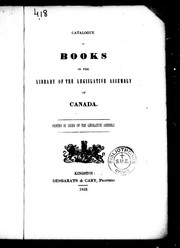 Catalogue of books in the Library of the Legislative Assembly of Canada