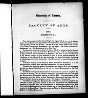 University of Toronto, Faculty of Arts, 1869, degree of B.A. by University of Toronto. Faculty of Arts