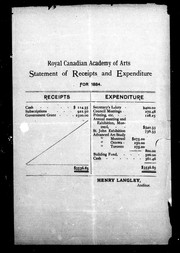 Royal Canadian Academy of Arts statement of receipts and expenditure for1884 by Royal Canadian Academy of Arts