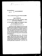 Cover of: Mandement pour la promulgation du 6e concile de Québec