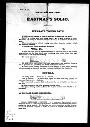 Cover of: Directions for using Eastman's solio by Eastman Kodak Company