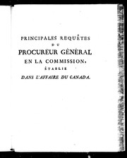 Cover of: Principales requêtes du procureur général en la commission, établie dans l'affaire du Canada