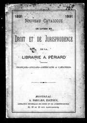 Cover of: Nouveau catalogue de livres de droit et de jurisprudence de la librairie A. Périard by A. Périard (Firme)