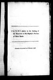 Cover of: Papers relative to the settling of the Maroons in His Majesty's province of Nova Scotia