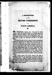 Cover of: A description of the British possessions in North America: and of the most important places along the lines in the United States; intended as an accompaniment to Melish's map of the seat of war in North America