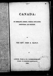 Cover of: Canada by John G. Manly