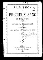 Cover of: La Mission du Précieux Sang de nos jours by 