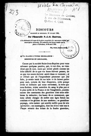 Cover of: Discours prononcé le mercredi, 18 juillet 1855 par l'Honorable P.-J.-O. Chauveau by Pierre-Joseph-Olivier Chauveau