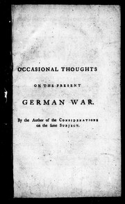 Cover of: Occasional thoughts on the present German war