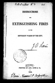 Cover of: Instructions for extinguishing fires in the different wards of the city | 