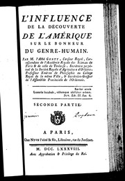 Cover of: L'influence de la découverte de l'Amérique sur le bonheur du genre-humain