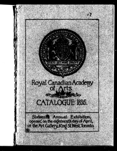 Catalogue 1895 by Royal Canadian Academy of Arts